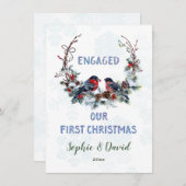 シック私たちの初めてのクリスマスリースとブルフィンチ シーズンカード (正面/裏面)