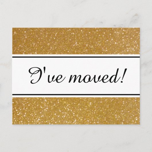 シック私は移動した金ゴールドフェイクグリッター移動はがき 案内ポストカード (正面)