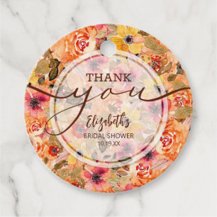 シック秋の花ブライダルシャワーありがとう フェイバータグ