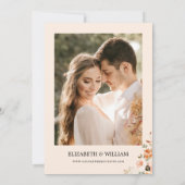 シック秋テラコッタフローラフレームフォトズ結婚ーズ 招待状 (裏面)