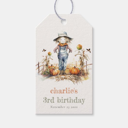 シック秋パンプキンカクレクロハーベスト子供の誕生日 ギフトタグ (正面)