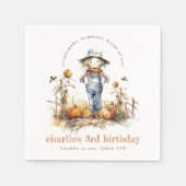 シック秋パンプキンカクレクロハーベスト子供の誕生日 スタンダードカクテルナプキン (正面)