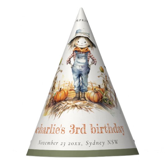 シック秋パンプキンカクレクロハーベスト子供の誕生日 パーティーハット (正面)