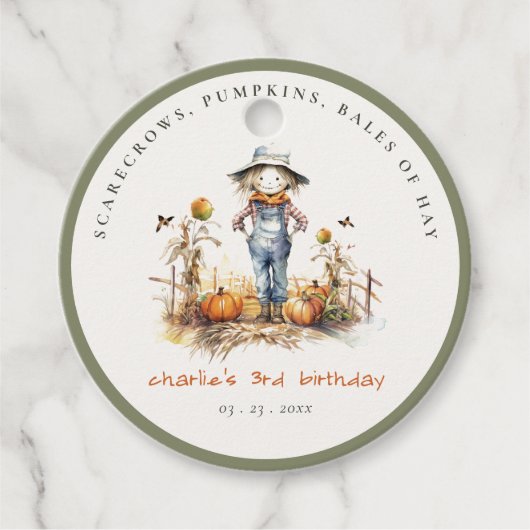シック秋パンプキンカクレクロハーベスト子供の誕生日 フェイバータグ (正面)