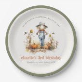 シック秋パンプキンカクレクロハーベスト子供の誕生日 ペーパープレート (正面)