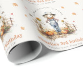 シック秋パンプキンカクレクロハーベスト子供の誕生日 ラッピングペーパー (ロールコーナー)