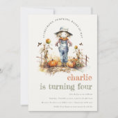 シック秋パンプキンカクレクロハーベスト子供の誕生日 招待状 (正面)