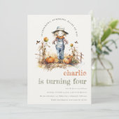 シック秋パンプキンカクレクロハーベスト子供の誕生日 招待状 (スタンド正面)