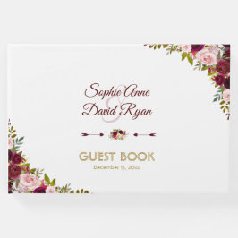 シック秋マルサラフローラブルゴーニュ結婚ーズ ゲストブック