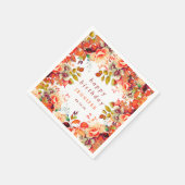シック秋秋の水カラーフローラハッピーバースデー スタンダードカクテルナプキン (角)