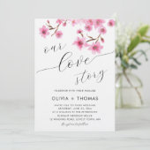 シック素朴なさくらんぼが私たちの愛の物語を咲結婚かせる 招待状 (スタンド正面)