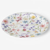 シック素朴なカラフルワイルドフラワーパーティー ペーパープレート (アングル)