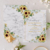 シック素朴なサンフラワー&グレーフローラ結婚ズ 招待状