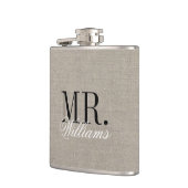 シック素朴なバフェイクーラップ氏とミセス・モノグラム フラスク (左)