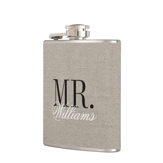 シック素朴なバフェイクーラップ氏とミセス・モノグラム フラスク (左)