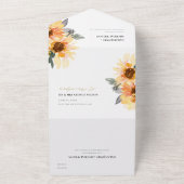 シック素朴なヒマワリ水彩フローラ結婚ズAL オールインワン招待状 (外側)