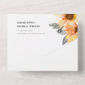 シック素朴なヒマワリ水彩フローラ結婚ズAL オールインワン招待状 (裏面)