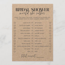 シック素朴なブライダルシャワーは彼女はむしろゲームだろう