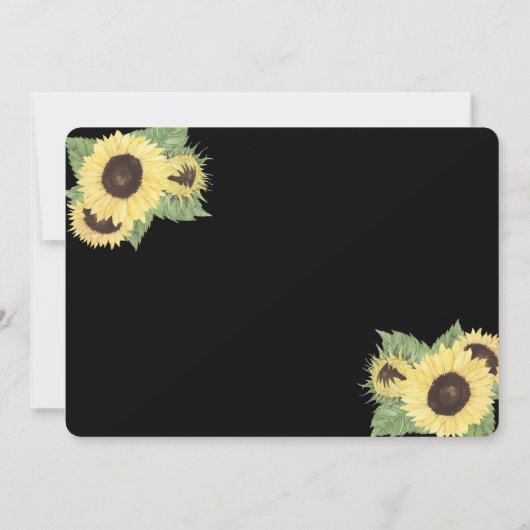 シック素朴なブラック、ひまわり日付保存 セーブザデート (裏面)