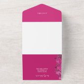シック素朴なホットピンクの水色の花 オールインワン招待状 (外側)