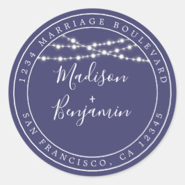 シック素朴なライトネイビーブルーウェディングアドレス ラウンドシール