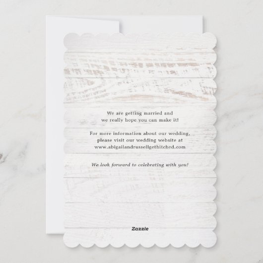 シック素朴な写真の結婚式の日付カードを保存 シーズンカード (裏面)