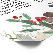 シック素朴な冬のフローラの結婚シーティングチャート ポスター (角)