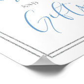 シック素朴な埃っぽい青いフローラカードとギフトサイン ポスター (角)