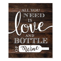 シック素朴な愛とワインのボトルプリント