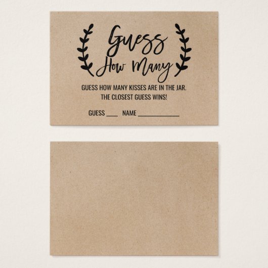 シック素朴な推測ゲームのカード数キス (正面&裏面)