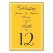 シック素朴な暖かファンシーい黄色のスクリ結婚プト テーブルナンバー (裏面)