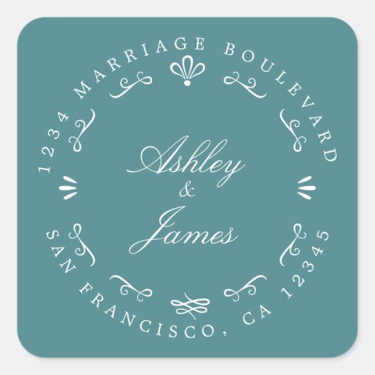 シック素朴な未来ミセス氏の結婚差出人住所C スクエアシール (正面)