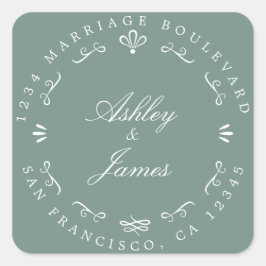 シック素朴な未来ミセス結婚ズ差出人住所 スクエアシール