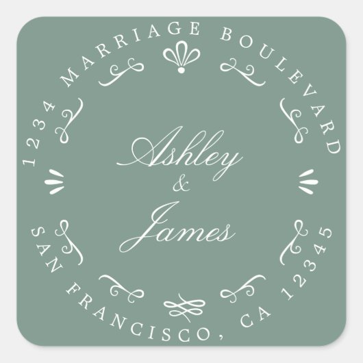 シック素朴な未来ミセス結婚ズ差出人住所 スクエアシール (正面)