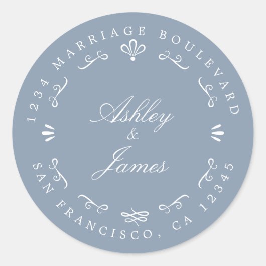 シック素朴な未来ミセス結婚ズ差出人住所 ラウンドシール (正面)