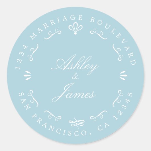 シック素朴な未来ミセス結婚ズ差出人住所 ラウンドシール (正面)