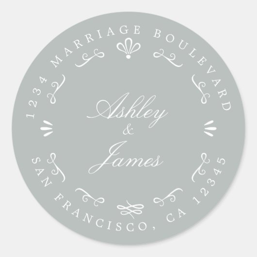 シック素朴な未来ミセス結婚ズ差出人住所 ラウンドシール (正面)