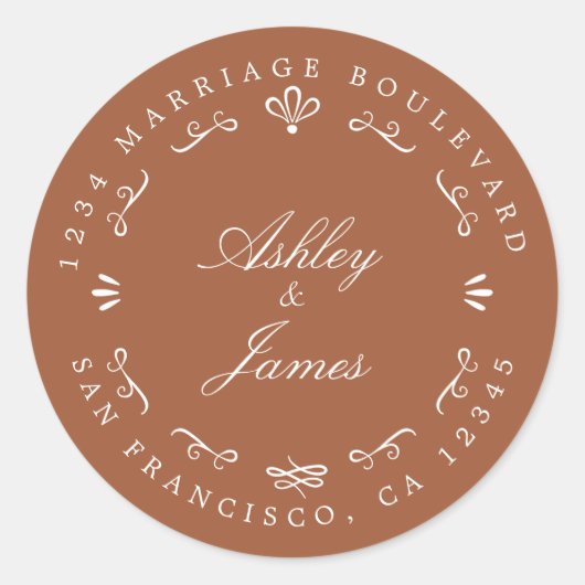 シック素朴な未来ミセス結婚ズ差出人住所 ラウンドシール (正面)