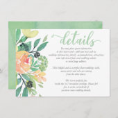 シック素朴な水彩牡丹の結婚詳細カード エンクロージャーカード (正面/裏面)