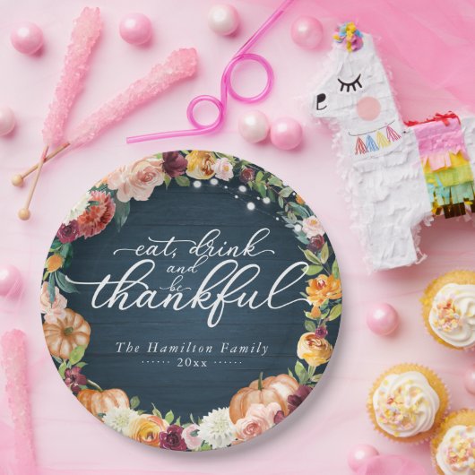 シック素朴な秋の花感謝祭ディナー ペーパープレート (パーティー)