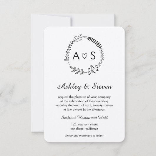 シック素朴な結婚式招待状クラフト 招待状 (正面)