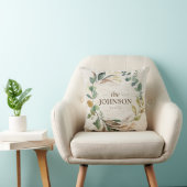 シック素朴な緑のリースファミリーエスト。モノグラム クッション (椅子)