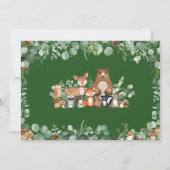 シック素朴な緑の森の動物の赤ちゃんシャワー 招待状 (裏面)