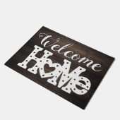 シック素朴な「ウェルカムホーム」ウッドエフェクト ドアマット (アングル)