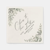 シック素朴にミュートされた緑の新しい冒険紙 スタンダードカクテルナプキン (正面)