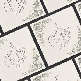 シック素朴にミュートされた緑の新しい冒険紙 スタンダードカクテルナプキン