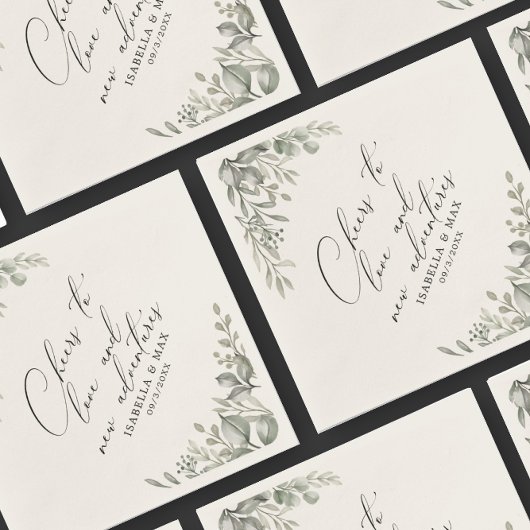 シック素朴にミュートされた緑の新しい冒険紙 スタンダードカクテルナプキン