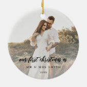 シック素朴の結婚写真の新婚 セラミックオーナメント (裏面)