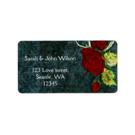 シック素朴アクアヴィンテージバラ結婚ズ ラベル