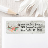 シック素朴アントラーフラワーウッドアドレス ラベル (インサイチュ)